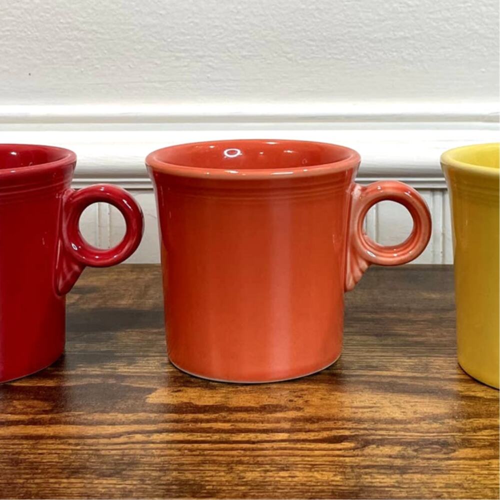 Fiesta Coffee Mugs Set of 3 Classic Ring Handle Cup Persimmon Scarlet Sunflower - Picture 5 of 6